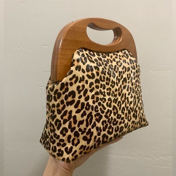 Handmade Genuine Hair-on-horsehide Leather Wooden Frame Bag & 2 Chain Styles - Picture 10 of 16